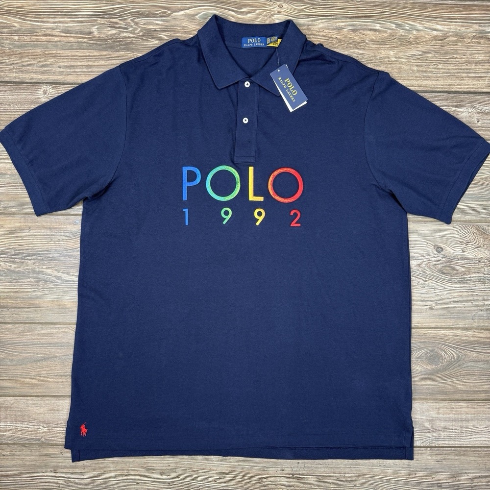 Polo Ralph Lauren Men's Big‎ & Tall Polo 1992 Mesh Polo Shirt Navy Size 2XLT NEW